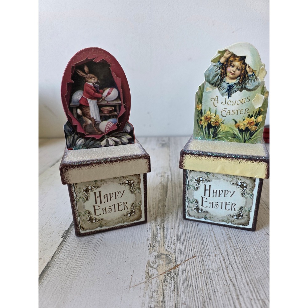 Ohio wholesale vtg style Easter glitter basket box spring‎ bunny rabbit decor